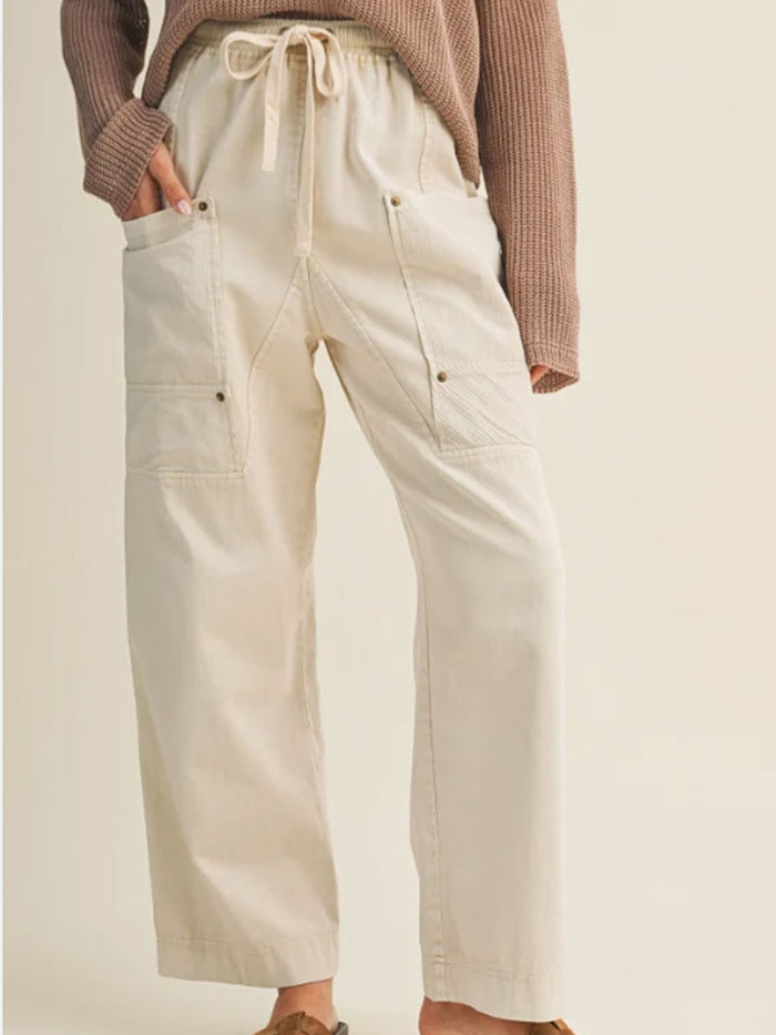 SIDE POCKET WIDE PANTS - NATURAL PANTS OAK CLOTHING CO.