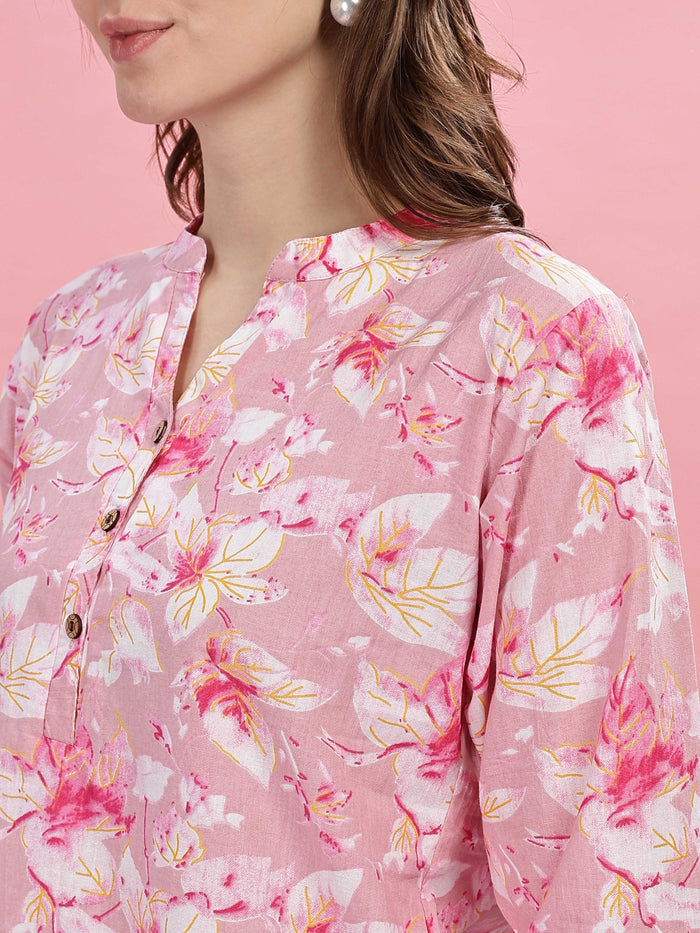 Soft Stylish Pink Cotton Pajama Set for Women