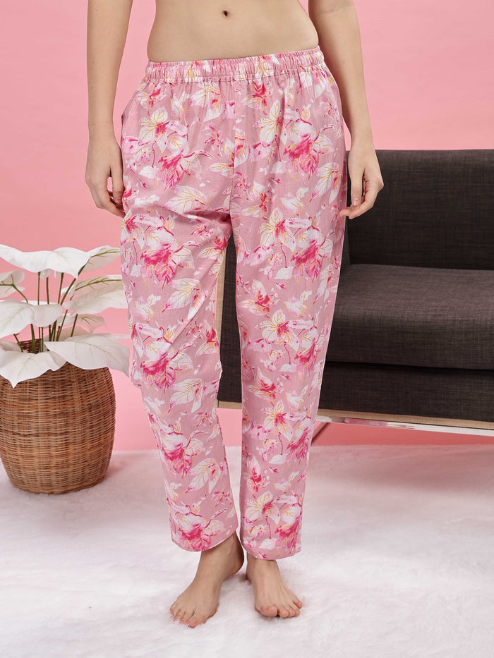 Soft Stylish Pink Cotton Pajama Set for Women