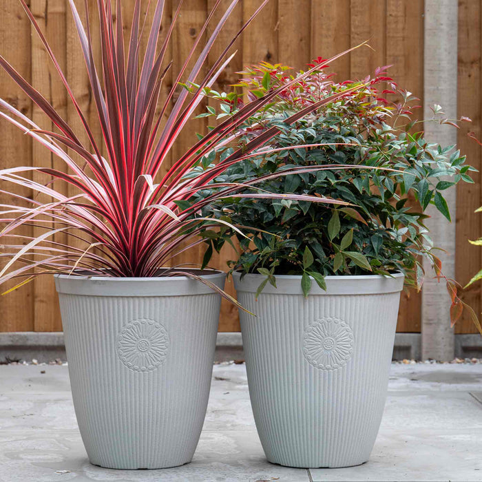Somerville Tall Planters 33cm in Pebble White