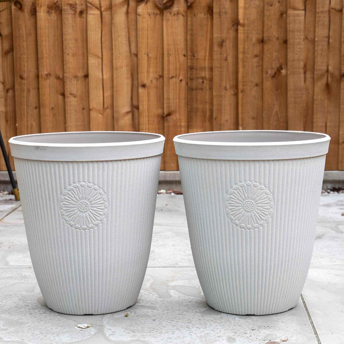 Somerville Tall Planters 33cm in Pebble White