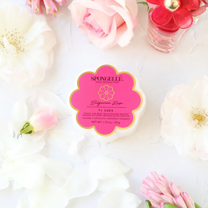 Spongelle Daisy Spongette Bath & Body in Bulgarian Rose at Wrapsody