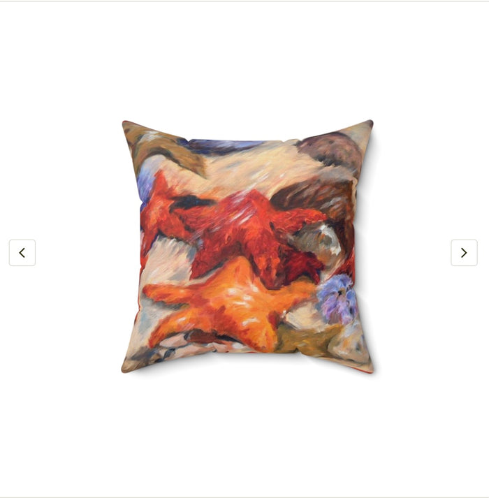 Square Pillow - Starry Sea Starfish Summer Vibes Pillow