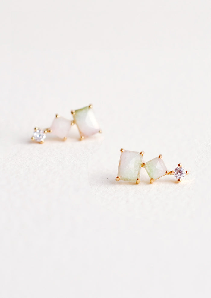 Stacked Watermelon Tourmaline Studs in  - LEIF