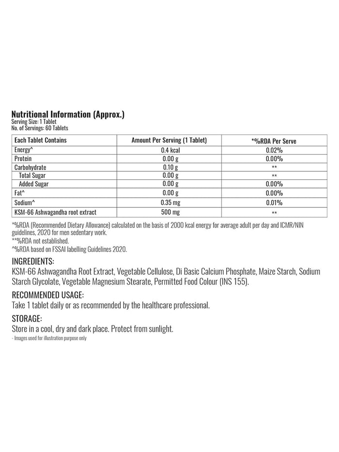 Steadfast Nutrition Ashwagandha KSM-66 Tablets (60 Tablets)