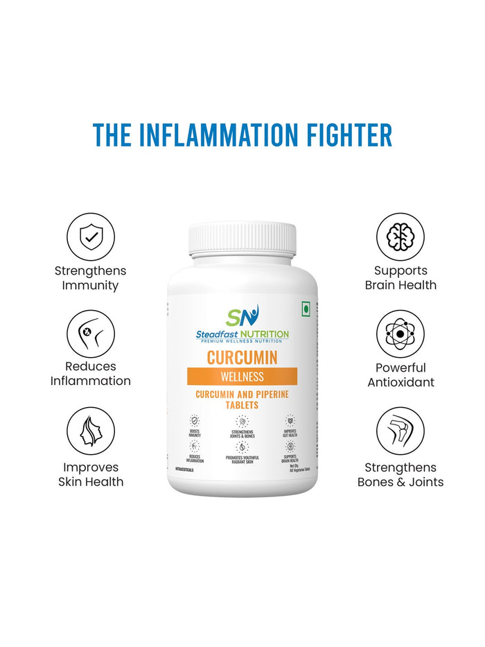Steadfast Nutrition Curcumin Piperine Supplement (60 Tablets)