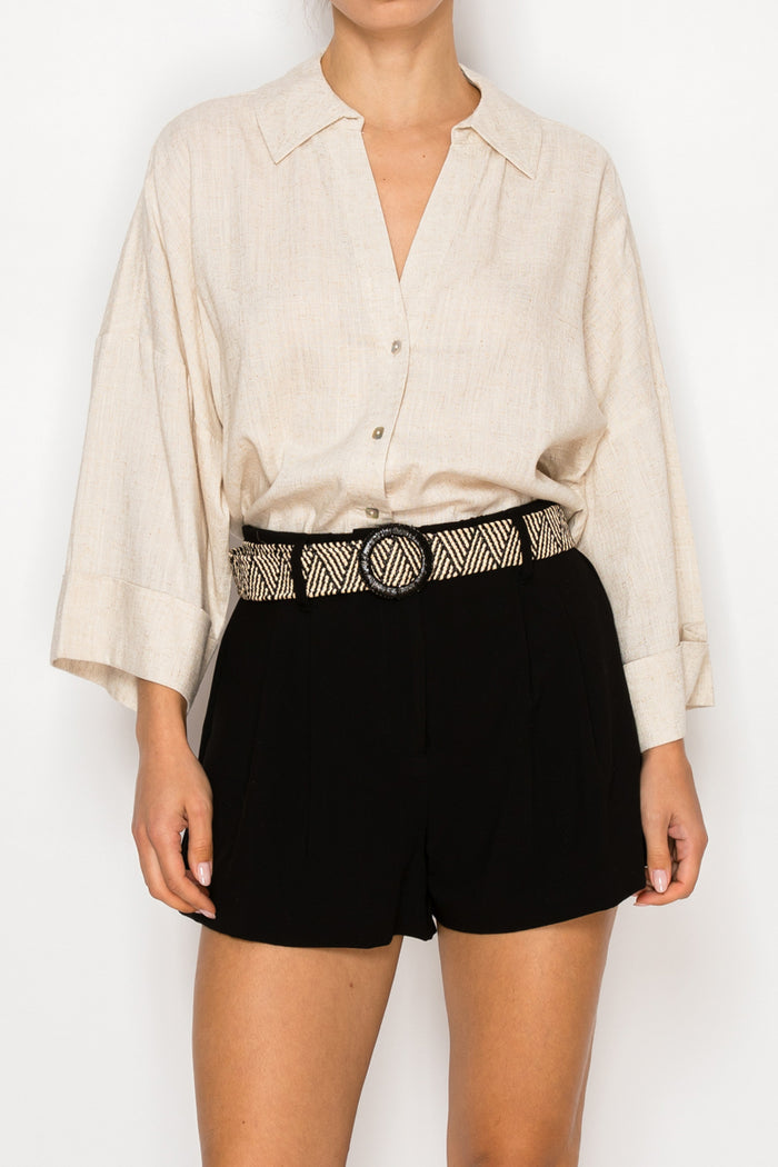Stitch & Co Pleated Belted Shorts