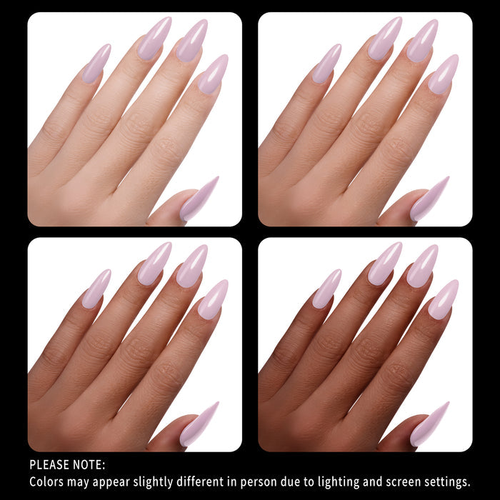 Collage of hands with pink nail polish on a white background