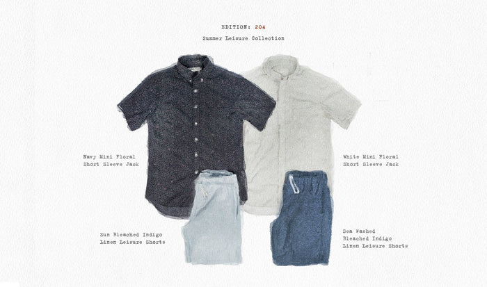 Sun Bleached Indigo Linen and Cotton Leisure Shorts