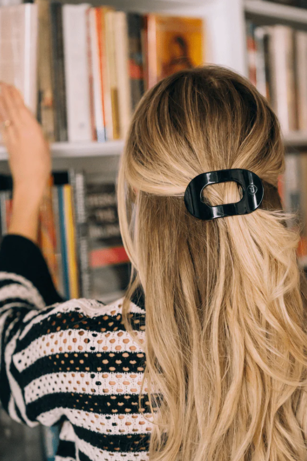 Teleties Flat Clip Round Small - Black Hair Accessories in at Wrapsody