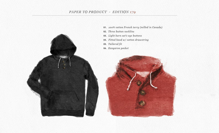 The Dusty Red 3 Button Hooded Sweatshirt