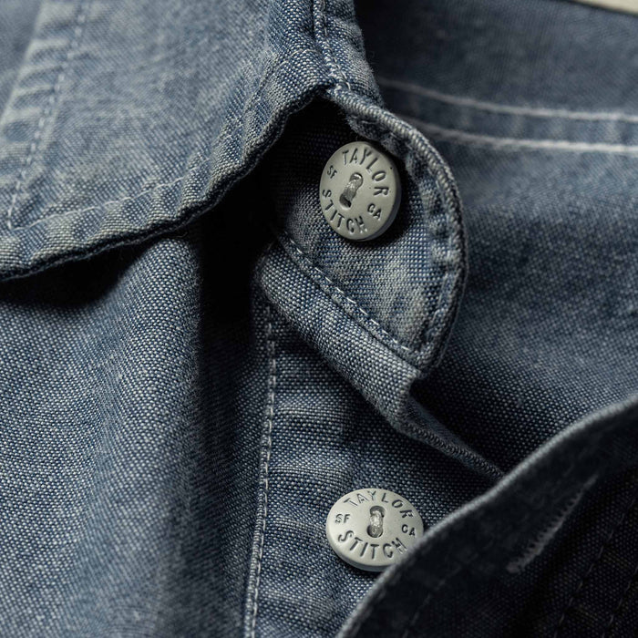 The Short Sleeve Popover in Blue Chambray