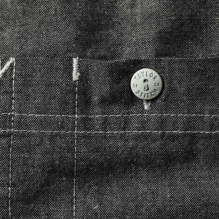 The Short Sleeve Popover in Charcoal Chambray