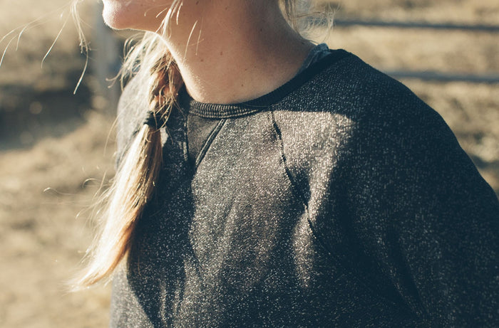 The Women's Apres Crewneck in Salt and Pepper Fleece