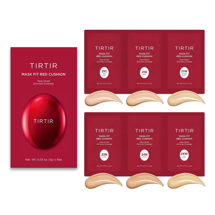 TIRTIR Mask Fit Red Cushion Foundation 6 Colors Kit - makiažo pagrindo mėginėlių rinkinys