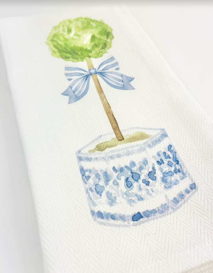 Topiary Single Herringbone Towel Kitchen Towels in  at Wrapsody