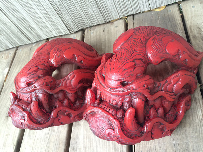TRANSLUCENT RED, GLOW IN THE DARK PANTHER MASK