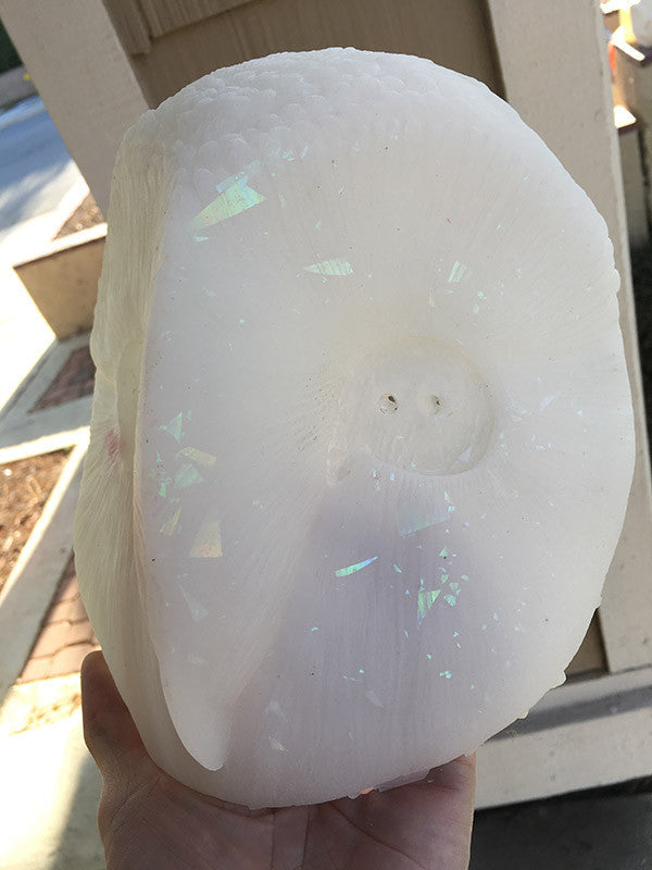 TRANSLUSCENT GLOW IN THE DARK DISCO SPARKLE OWL MASK BLANK