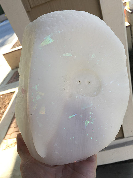TRANSLUSCENT GLOW IN THE DARK DISCO SPARKLE OWL MASK BLANK