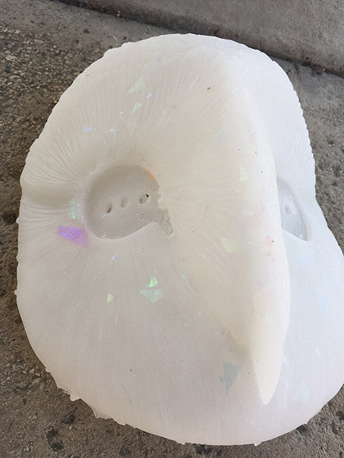 TRANSLUSCENT GLOW IN THE DARK DISCO SPARKLE OWL MASK BLANK