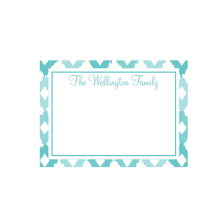 Turquoise Ikat Flat Note - Barque Gifts