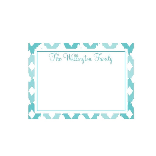 Turquoise Ikat Flat Note - Barque Gifts