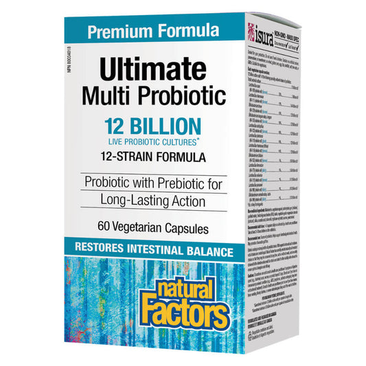 Box of Natural Factors Ultimate Multi Probiotic 12 Billion 60 Vegetarian Capsules