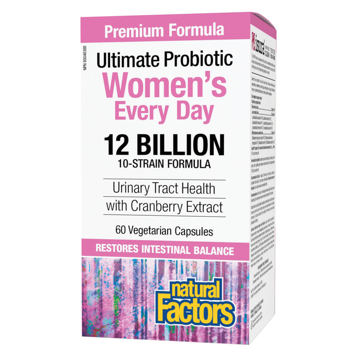 Box of Natural Factors Ultimate Women's Multi Probiotic 12 Billion Live Probiotic Cultures 60 Vegetarian Capsules