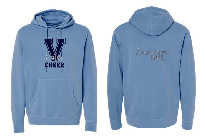 Valor Cheer Pigment Dyed Hoodie- Columbia Blue