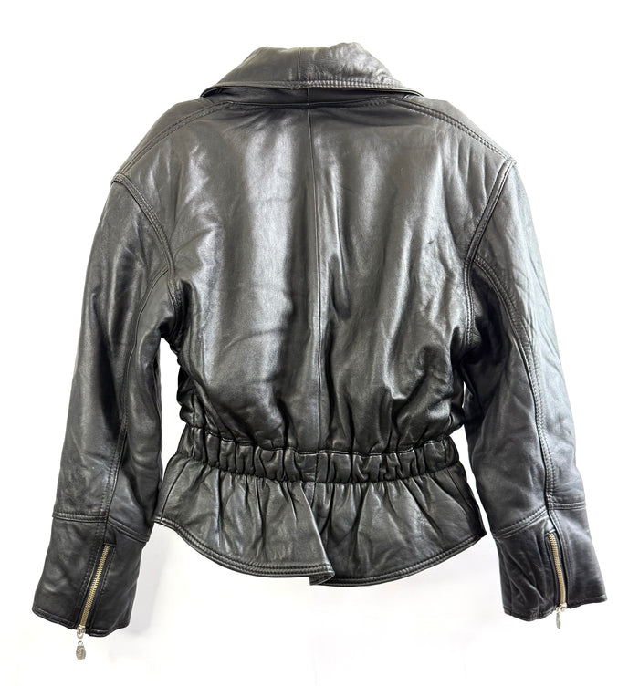 Vintage Belted Leather Biker Jacket