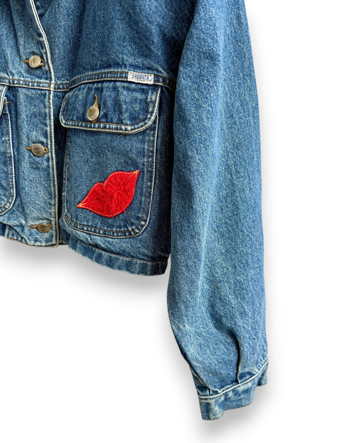 Vintage Cropped Denim Jacket with Embroidery