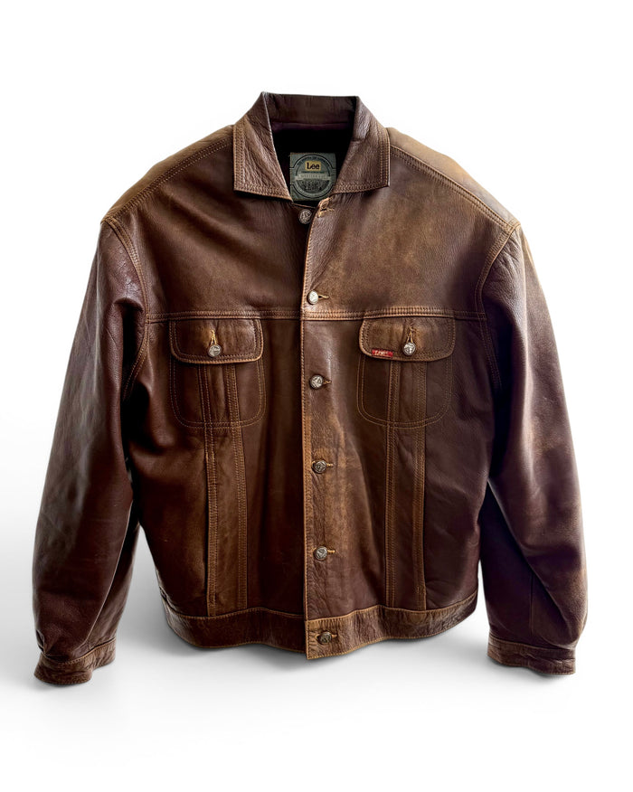 Vintage Lee Western Cut Leather Trucker Jacket