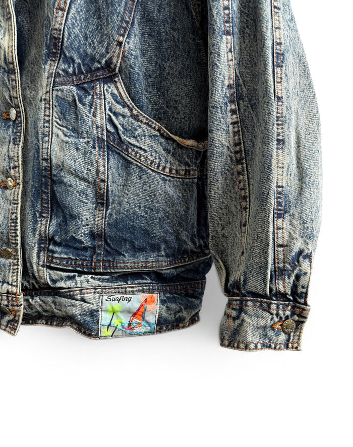 Vintage Lined Acid Wash Denim Jacket
