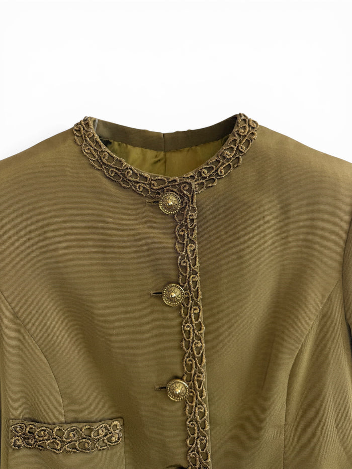 Vintage Olive Military Style Jacket
