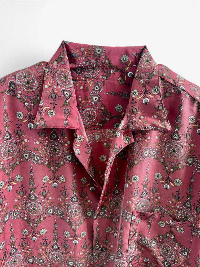 Vintage Red Paisley Floral Short Sleeve Shirt