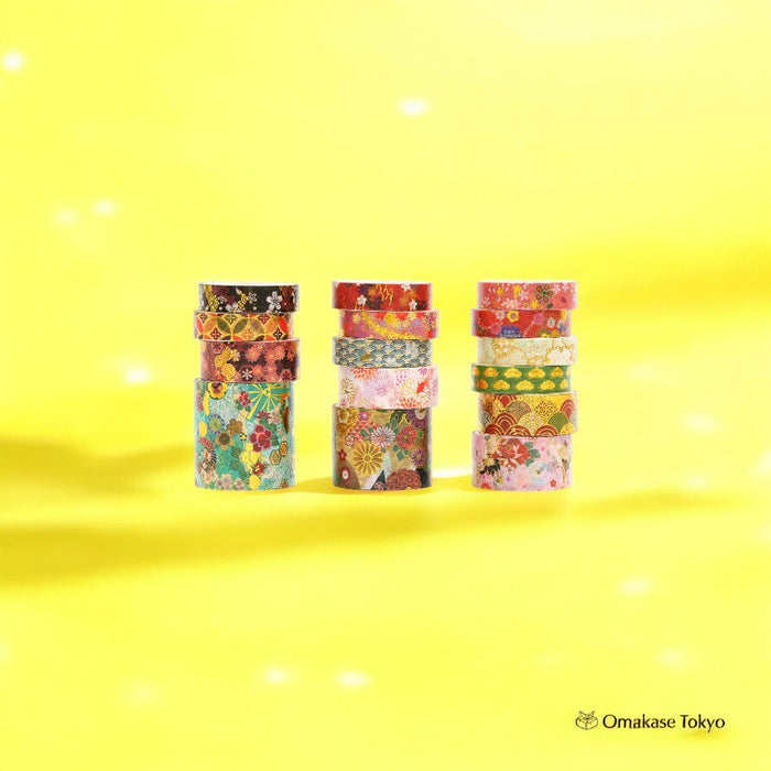 Washi Tape Set – Japanese Pattern Sakura Feast (15 Rolls)