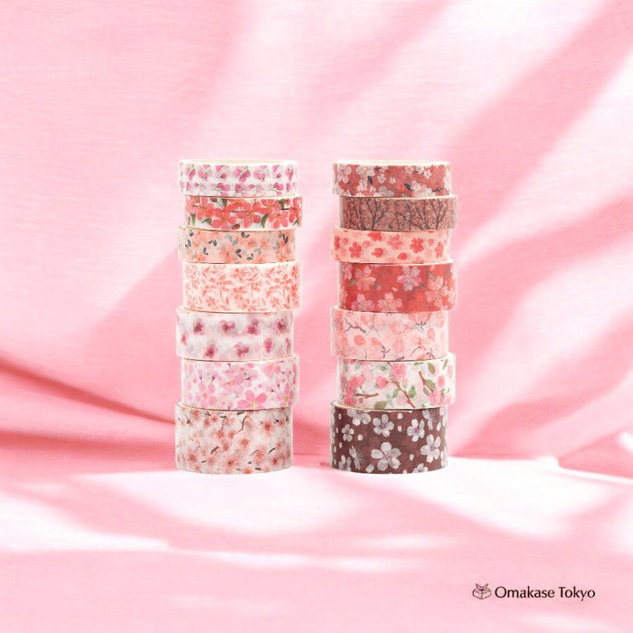 Washi Tape Set-Sakura Garden Pattern (14 Rolls)