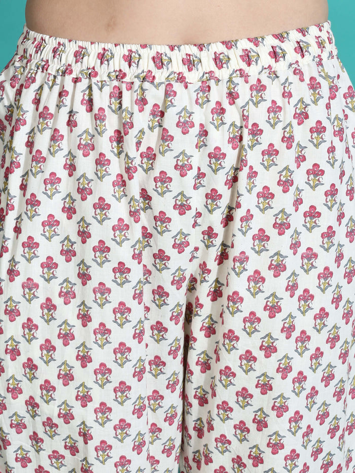 Soft White Red Cotton Pajama Set for Women