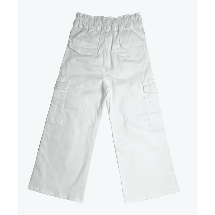 Wide-leg Cargo Jeans, 18M-14T Ribbed Waist Denim Pants