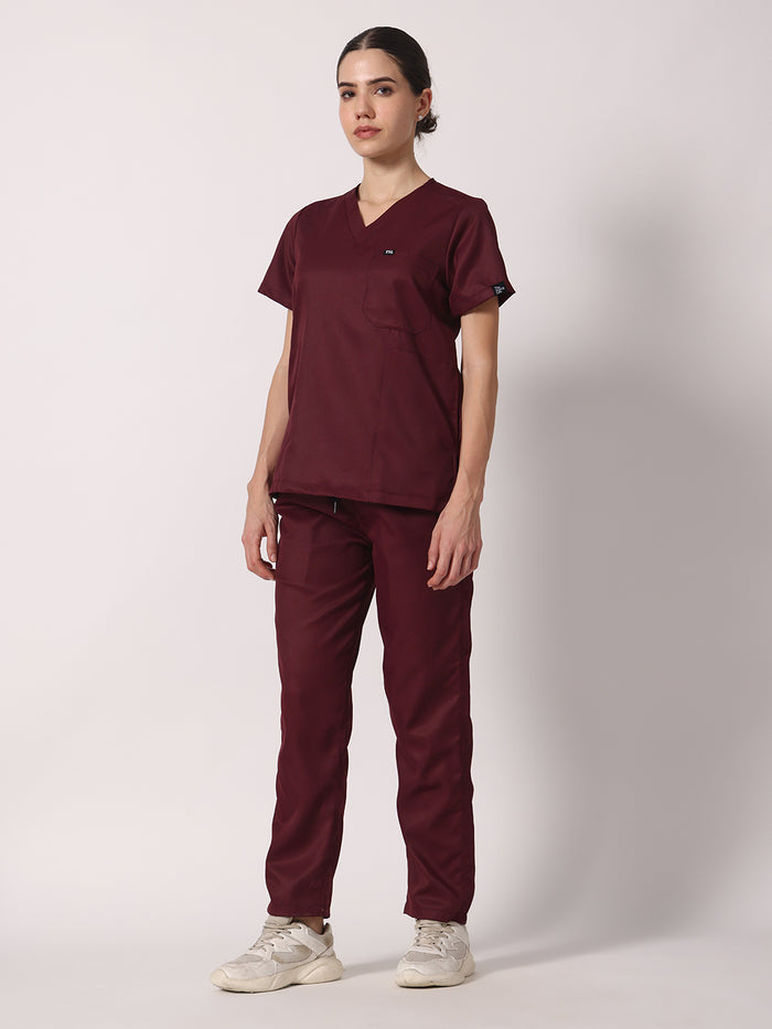 Women Evo Scrub (Dark Cherry) Set