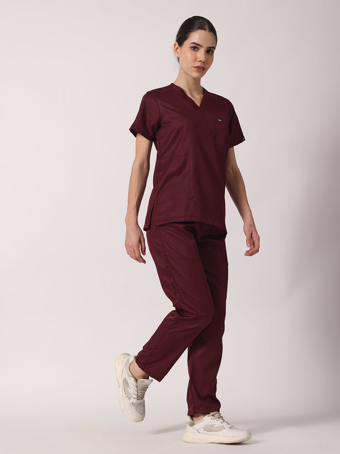 Women Evo Scrub (Dark Cherry) Set