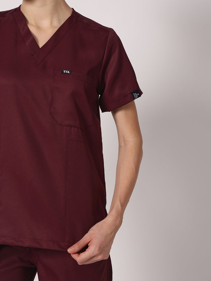 Women Evo Scrub (Dark Cherry) Set