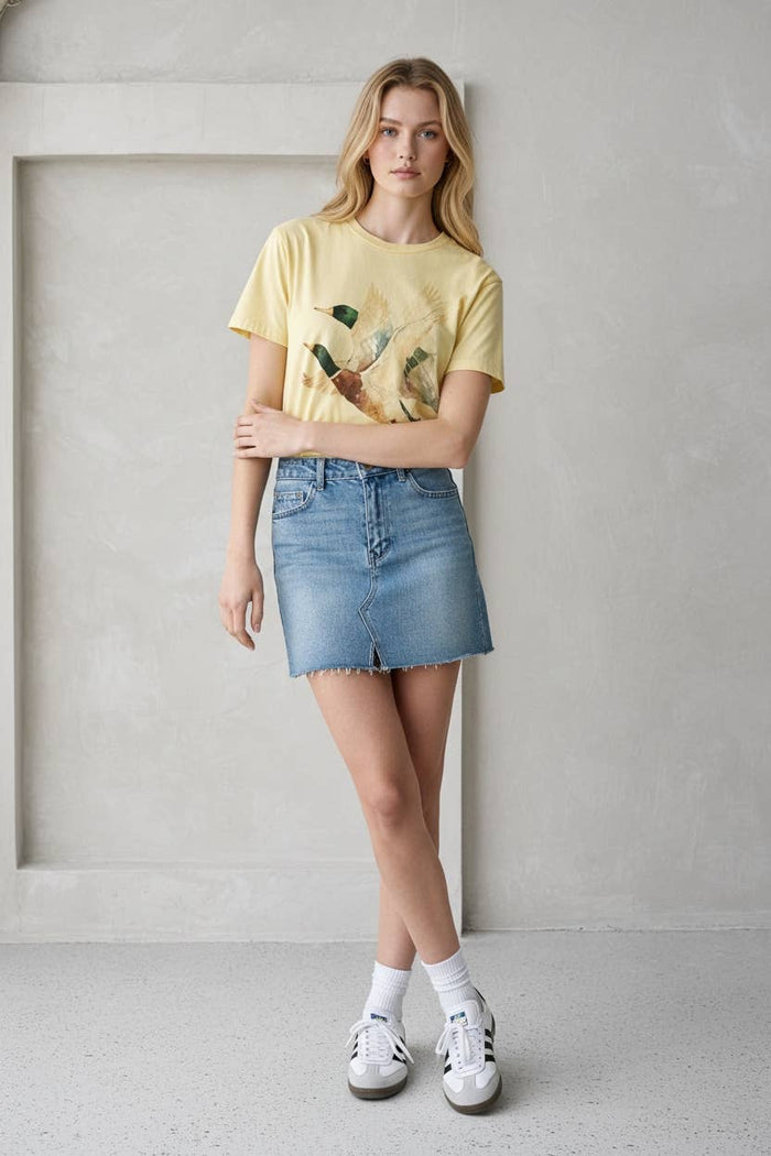 Yellow Vintage Duck Flight Graphic Tee-Jade by Jane