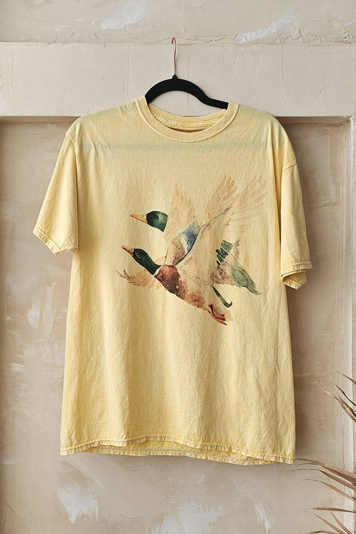 Yellow Vintage Duck Flight Graphic Tee-Jade by Jane