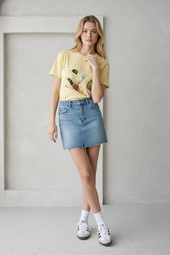Yellow Vintage Duck Flight Graphic Tee-Jade by Jane
