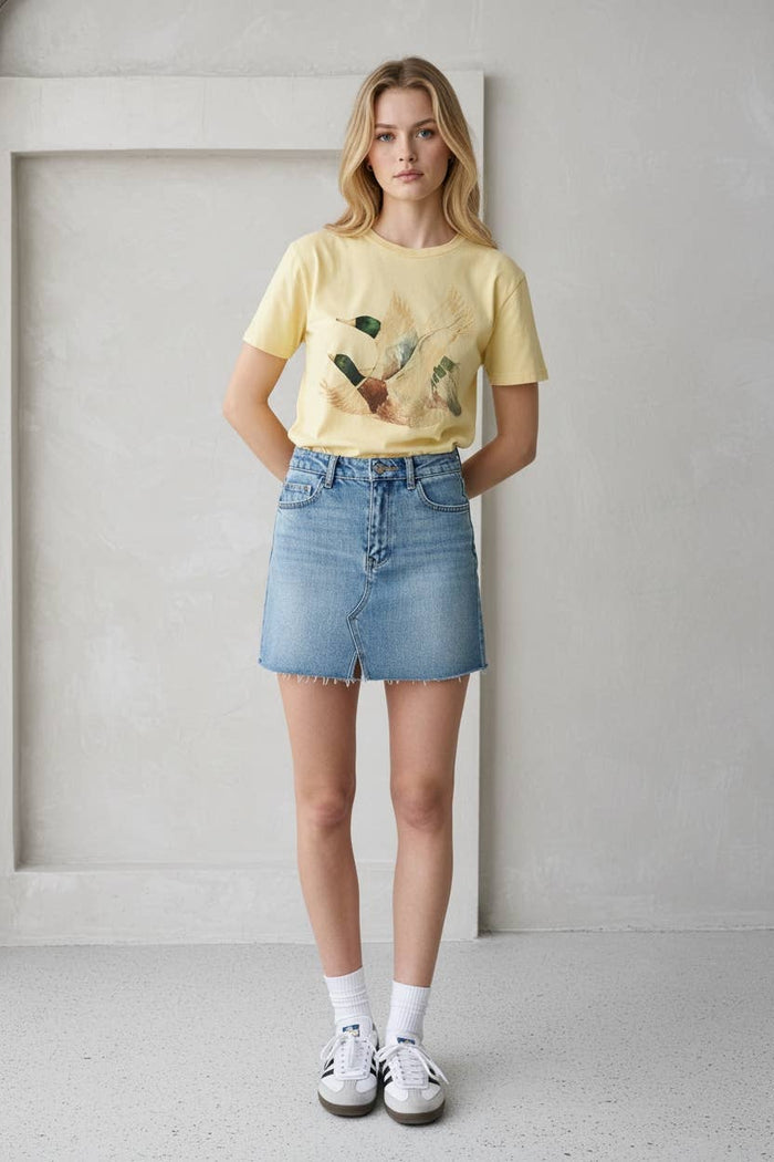 Yellow Vintage Duck Flight Graphic Tee-Jade by Jane