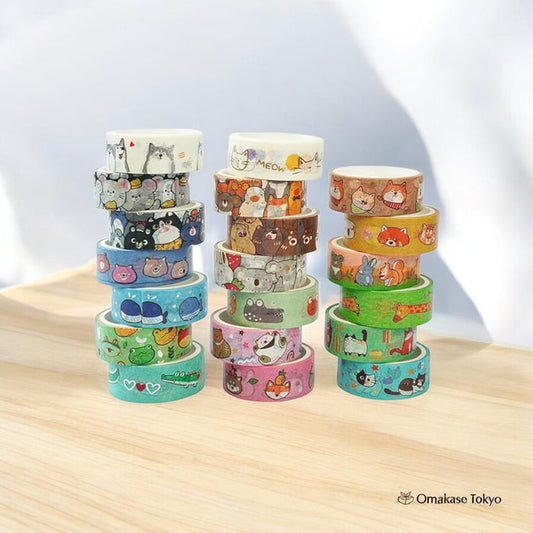 YUBBAEX Cute Animal Washi Tape Set – 20 Rolls