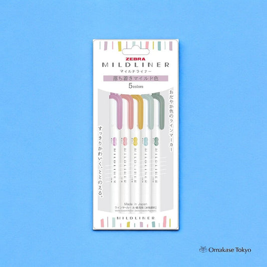 Zebra Mildliner Highlighter – Settle Mild 5-Color Set
