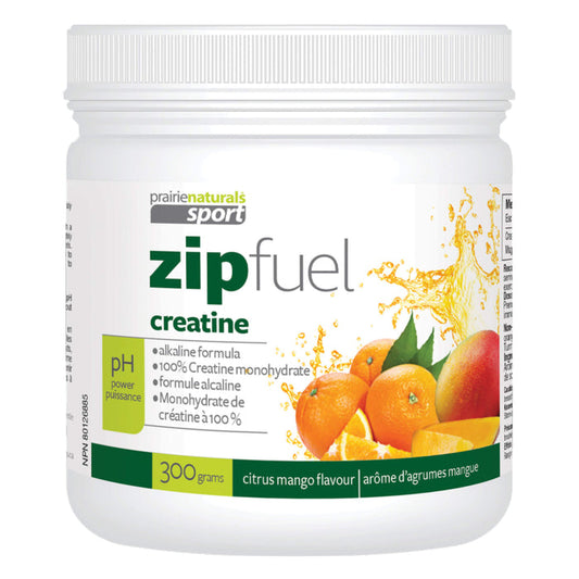 Tub of Prairie Naturals Sport Zip Fuel pH-Balanced Creatine Energy Drink - Citrus Mango 300g
