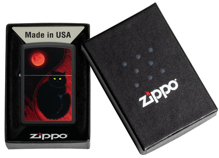 Zippo Black Cat Design Black Matte 48453